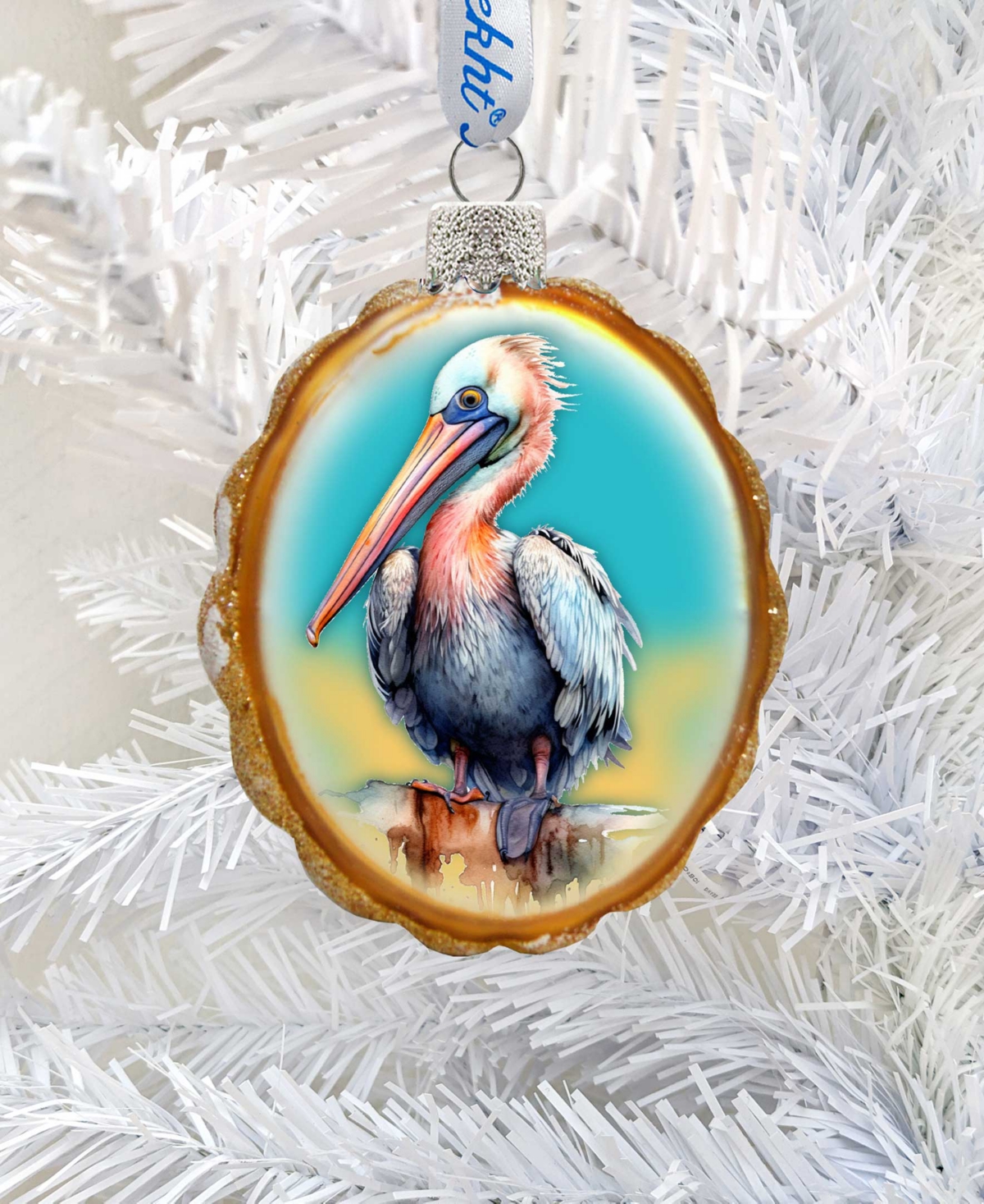 Designocracy Pelican Keepsake Holiday Mercury Glass Ornaments G. Debrekht In Multi Color