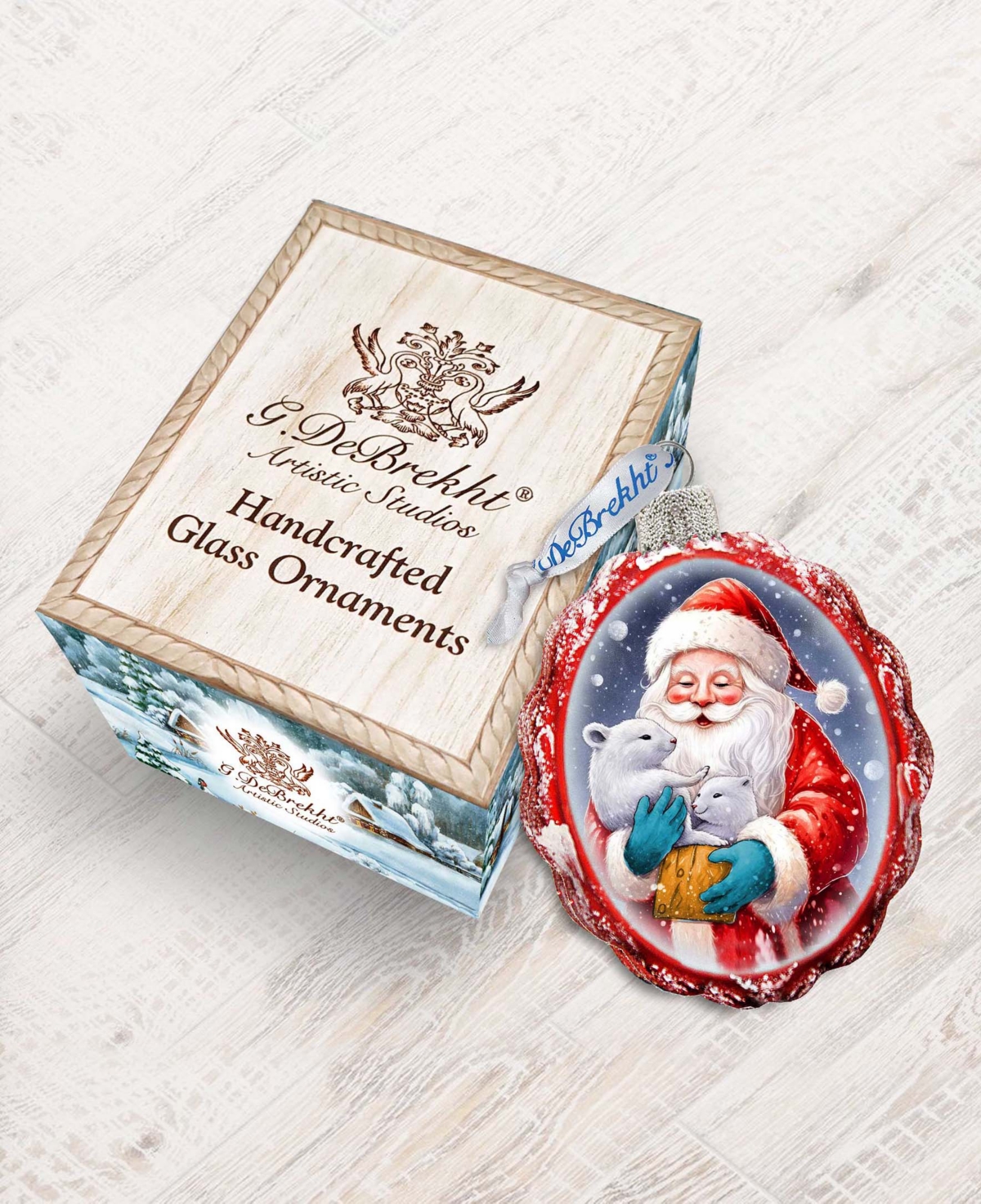 Designocracy Santa With Cubs Keepsake Mercury Glass Christmas Ornaments G. Debrekht In Multi Color