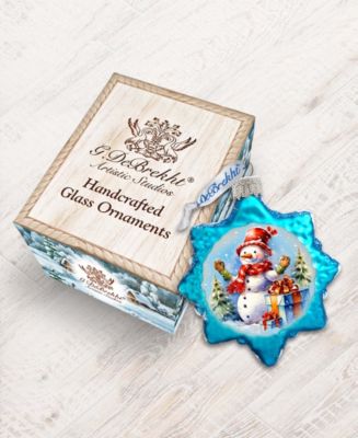 Snowman Gift Keepsake Holiday Mercury Glass Ornaments G. DeBrekht