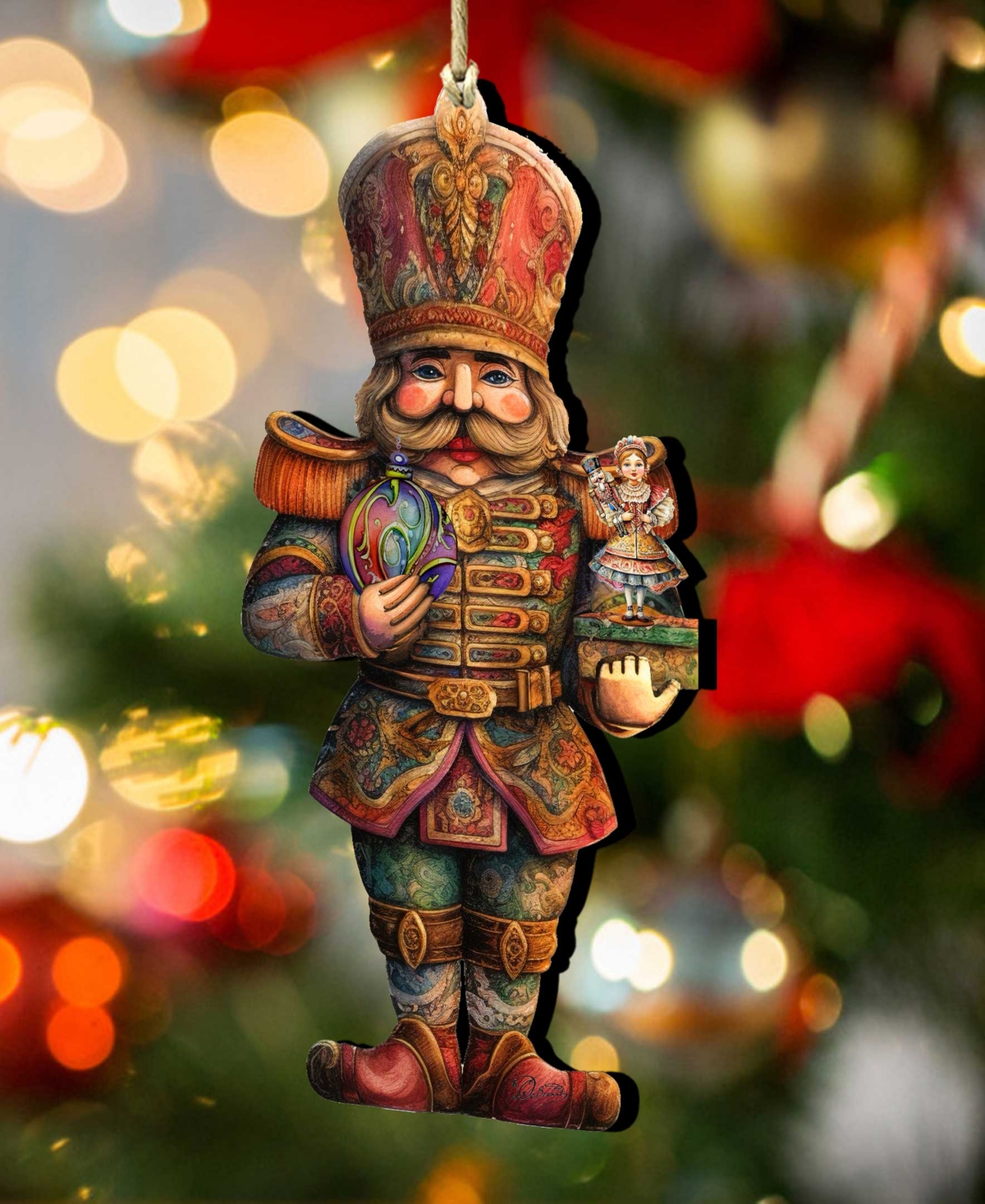 Shop Designocracy Nutcracker With Clara Christmas Wooden Ornaments Holiday Decor G. Debrekht In Multi Color