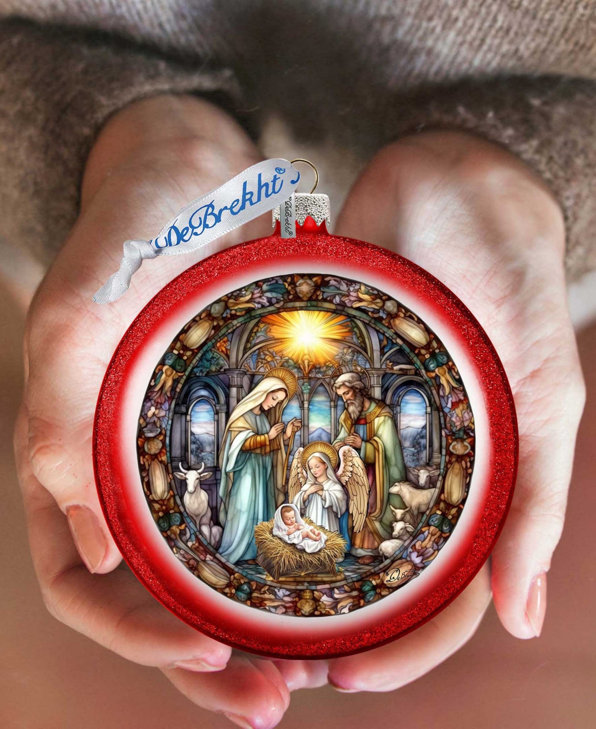 Shop Designocracy Guiding Light Nativity Scene Ball Mercury Christmas Glass Ornaments G. Debrekht In Multi Color