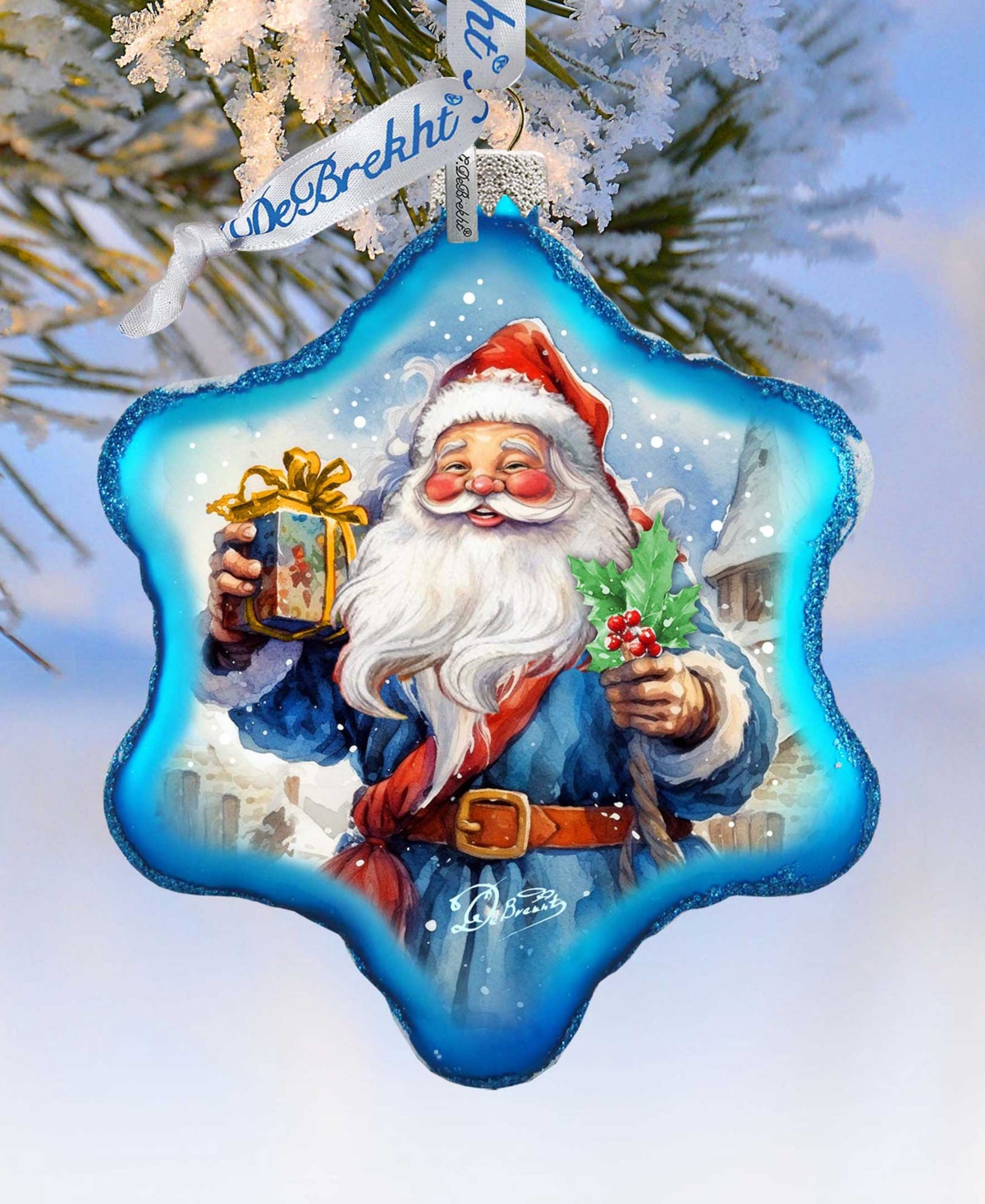 Designocracy Gift For Santa Snowflake Holiday Mercury Glass Ornaments G. Debrekht In Multi Color