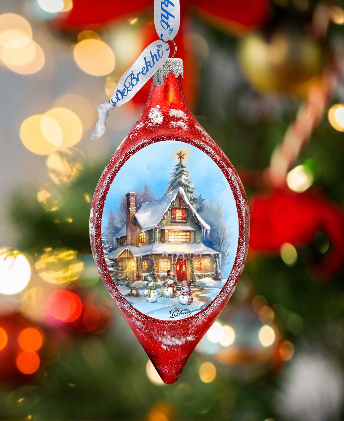 Designocracy Christmas Cottage Drop Holiday Mercury Glass Ornaments G. DeBrekht