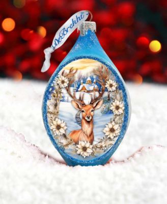 Majestic Forest Deer Drop Holiday Mercury Glass Ornaments G. DeBrekht