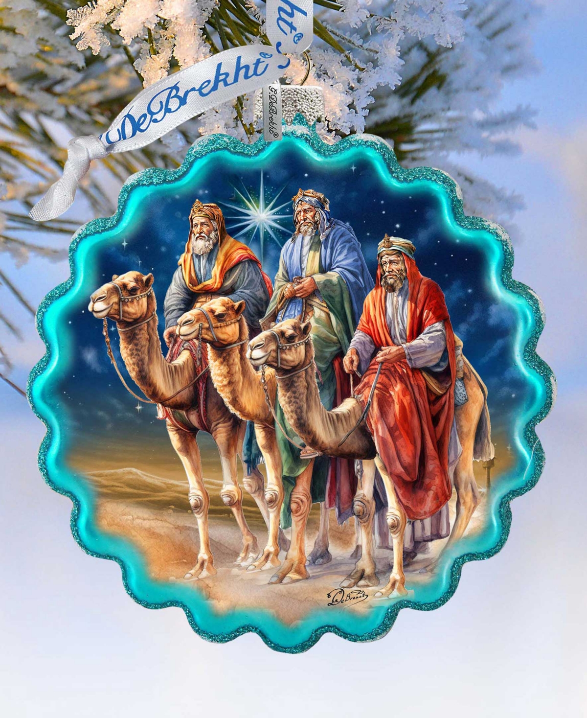 Designocracy Three Kings Wreath Holiday Mercury Glass Ornaments G. Debrekht In Multi Color