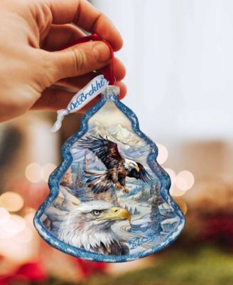 The Land of the Free-American Eagle Tree Glass Christmas Ornaments G. DeBrekht