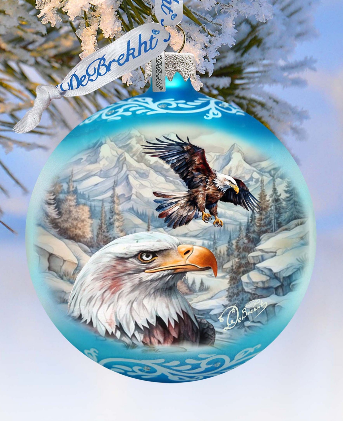 Designocracy The Land Of The Free-american Eagle Ball Christmas Glass Ornaments G. Debrekht In Multi Color