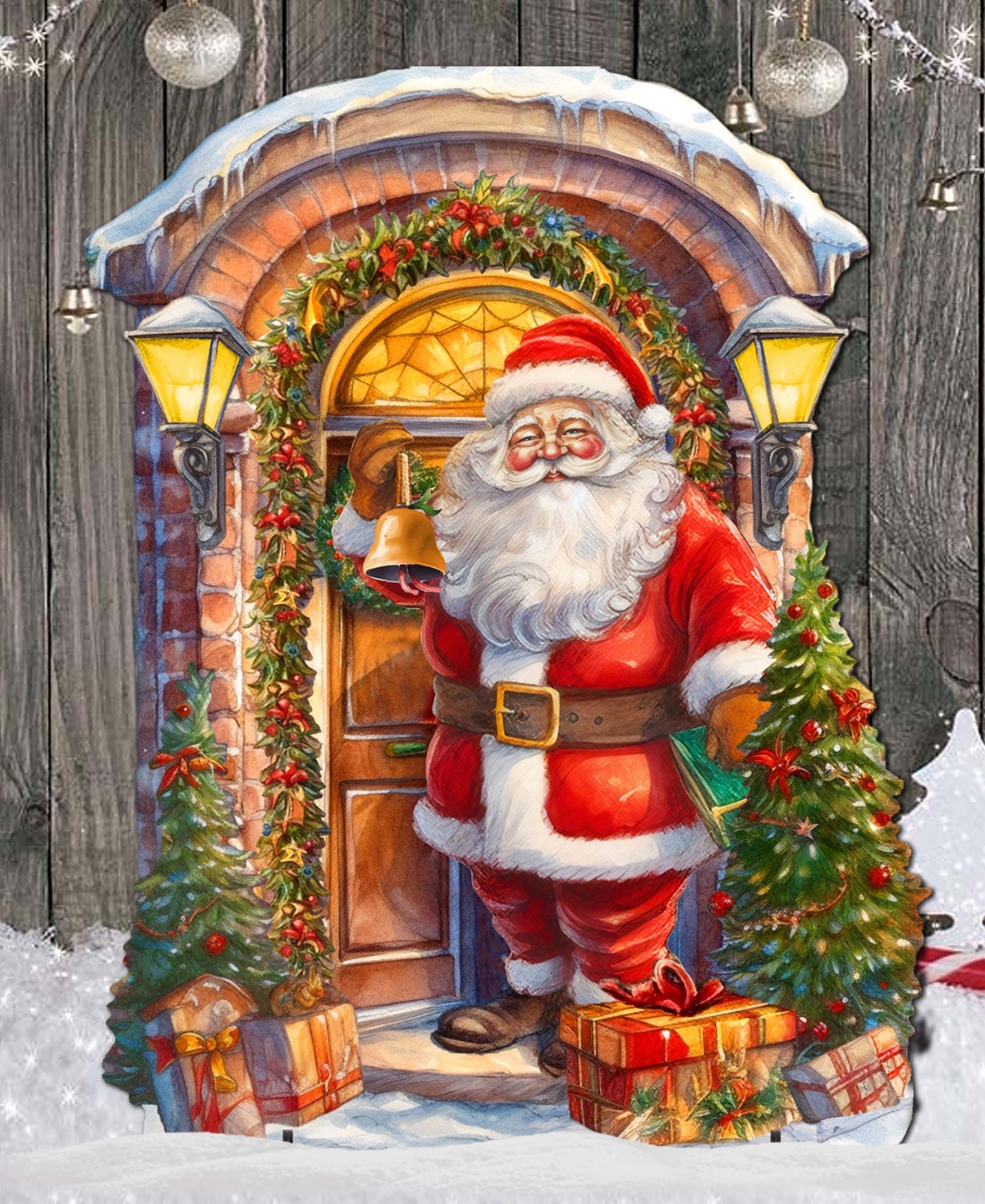 Designocracy Knocking The Door Santa 32" Christmas Outdoor Lawn Decor G. Debrekht In Multi Color