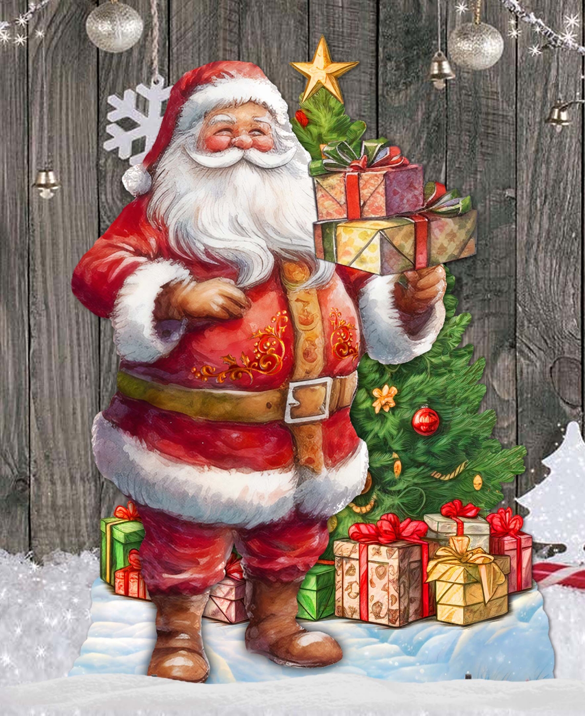 Designocracy Celebrate with Santa - Santa with Gifts Outdoor Christmas Yard Decor G. DeBrekht