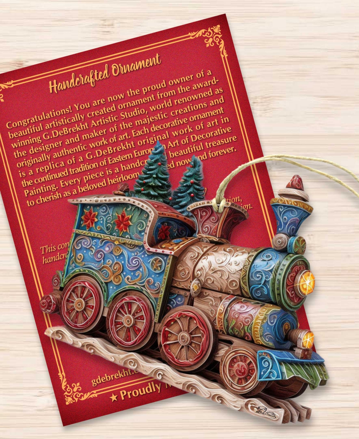 Designocracy Christmas Train Christmas Wooden Ornaments Holiday Decor G. Debrekht In Multi Color