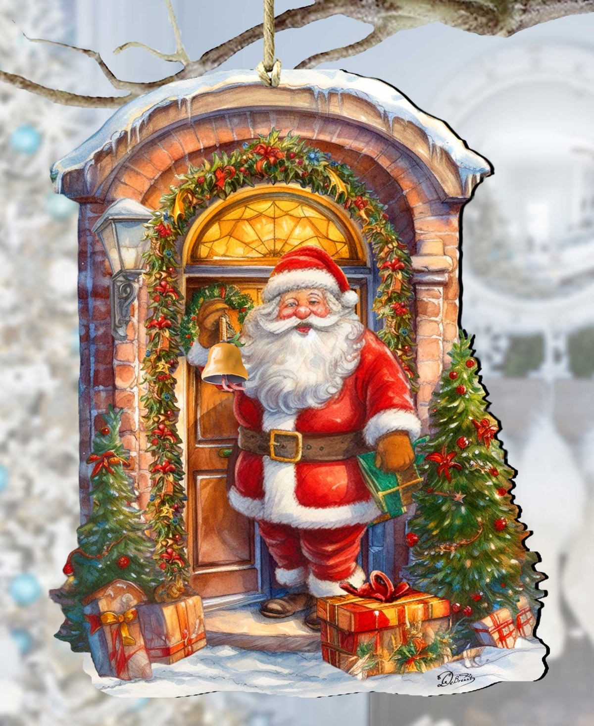 Designocracy Knocking The Door Santa Christmas Wooden Ornaments Holiday Decor G. Debrekht In Multi Color