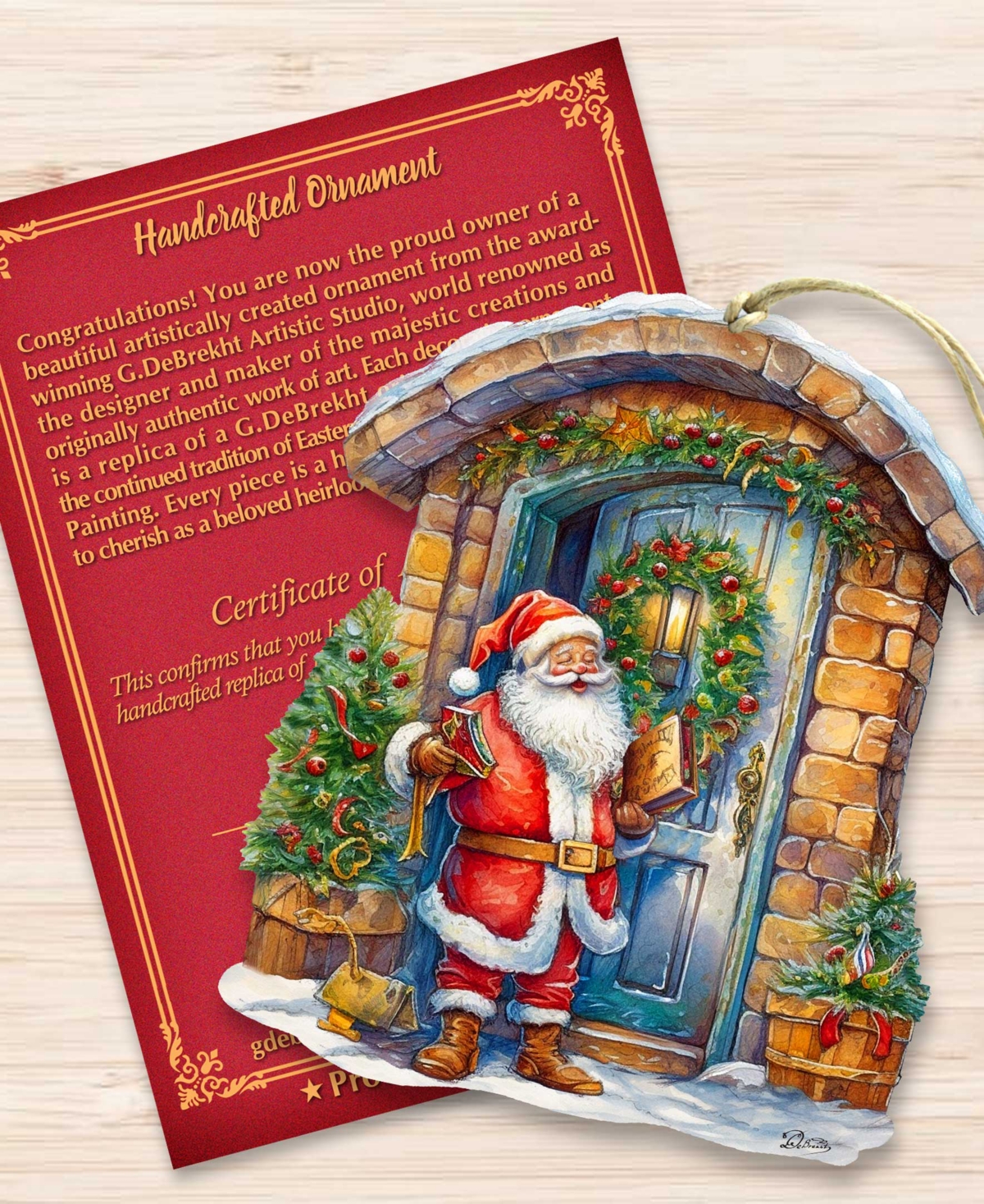 Designocracy Joyful Moments At The Doorstep Christmas Wooden Ornaments G. Debrekht In Multi Color