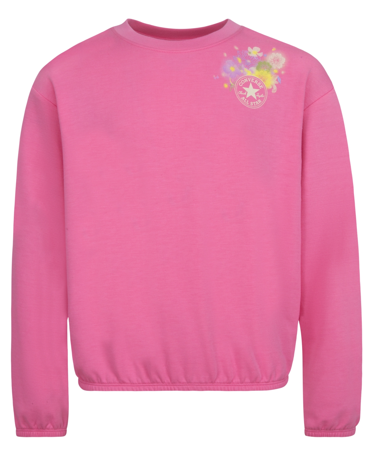 Converse Big Girls Graphic Boxy Crewneck Sweatshirt In Oops Pink