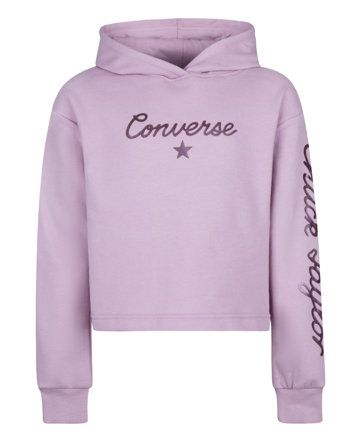 Converse Big Girls Shine Core Boxy Hooded Sweatshirt In Phantom Violet