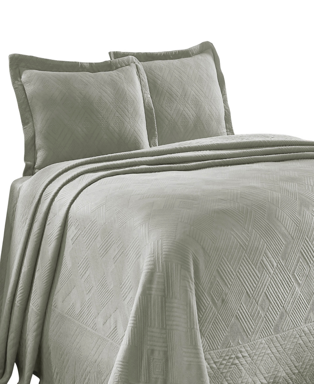 Superior Geometric Fret Textured Jacquard Matelasse All-season 2-piece Bedspread Set, Twin In Silver