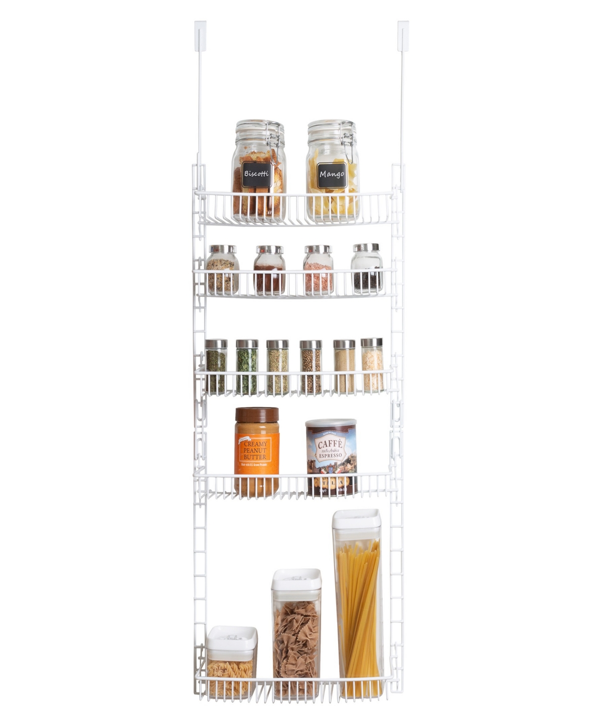 Shop Smart Design 5-tier Over The Door Pantry Organizer Rack With Adjustable Shelves In White