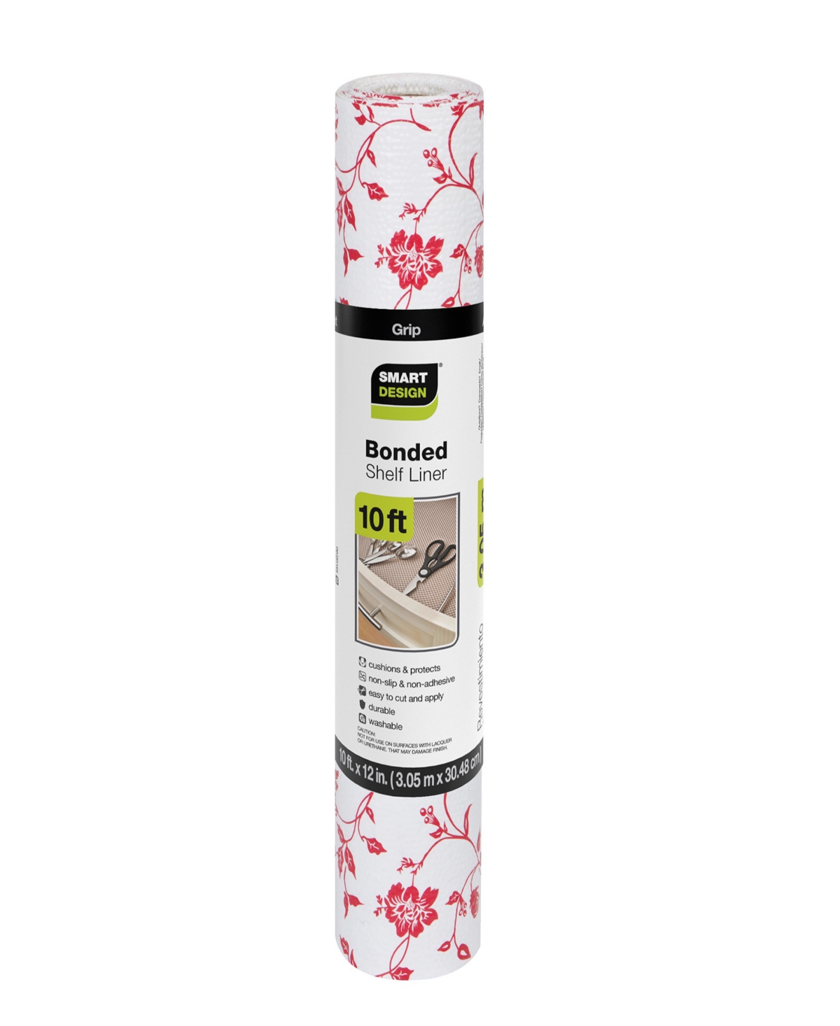 Bonded Grip Shelf Liner, 12" x 10' Roll - Wisteria Red