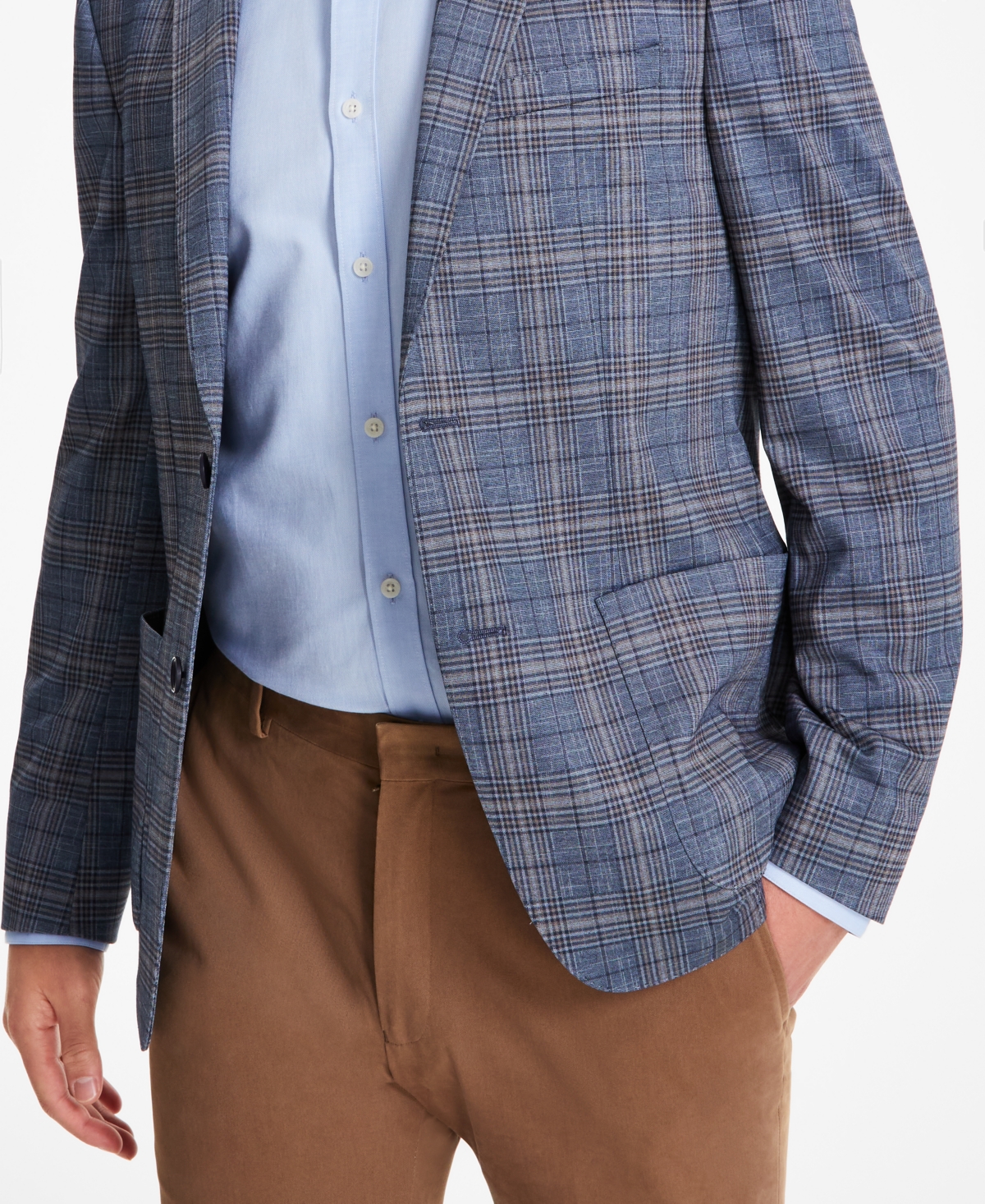 Bar Iii Men's Plaid Knit Slim-Fit Sport Coat, Created for Macy's