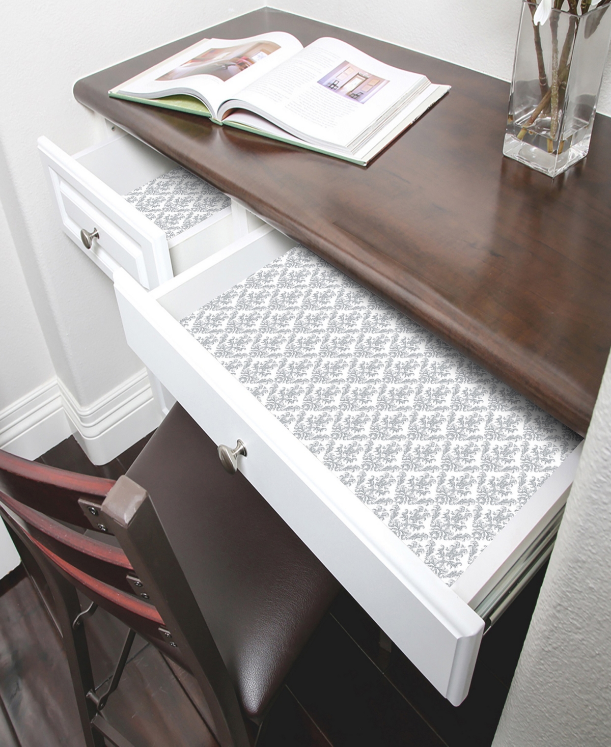 Shop Smart Design Adhesive Shelf Liner, 18" X 20' Roll In Fleur Gris