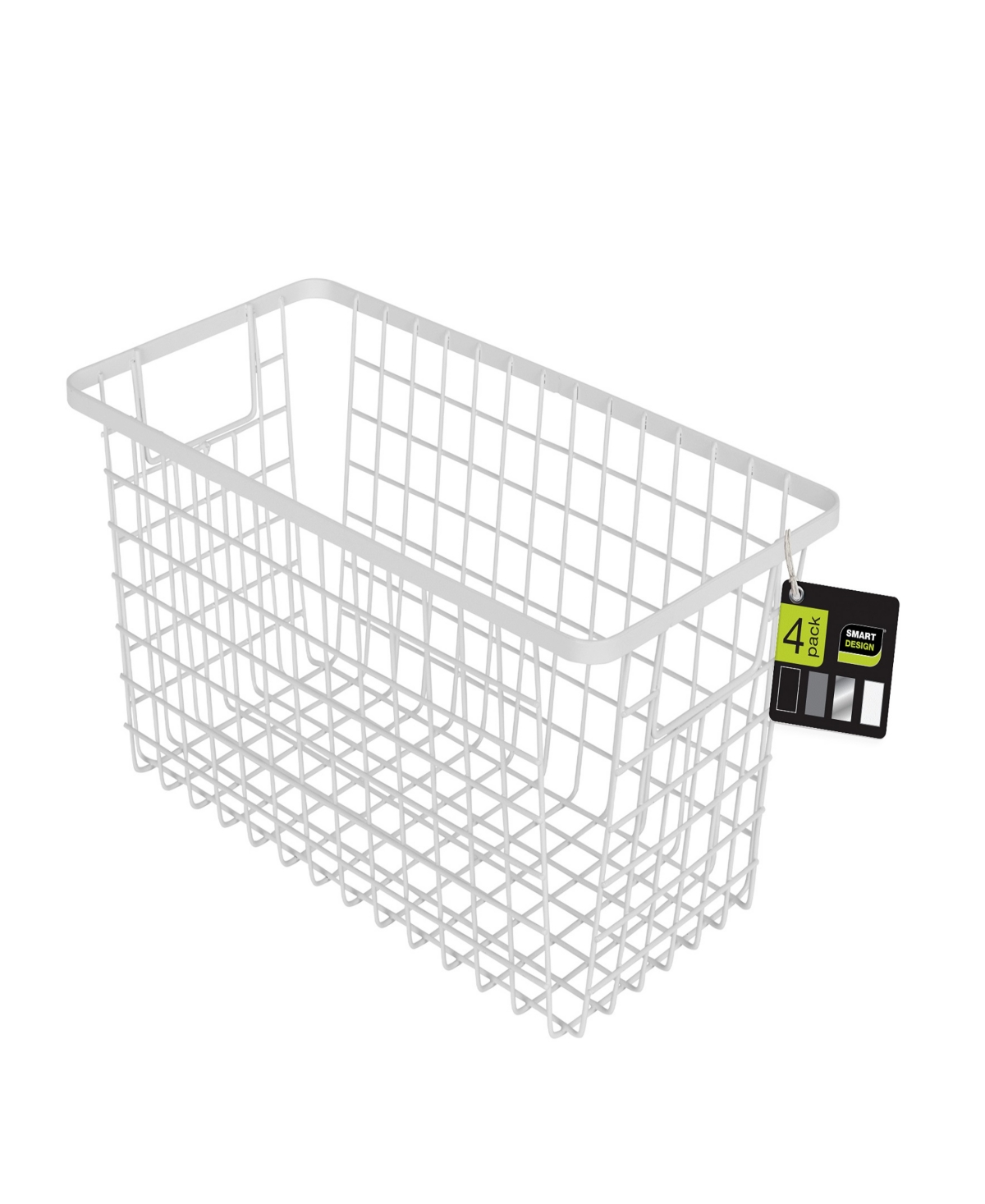 Shop Smart Design Nestable 6" X 12" X 6" Basket Organizer With Handles, Set Of 4 In White