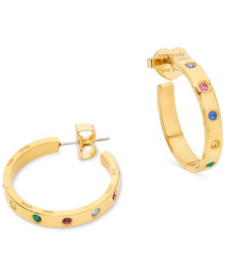 kate spade new york - Gold-Tone Small Pav&eacute; Hoop Earrings, 1"