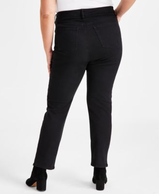 Plus Size High-Rise Straight-Leg Jeans, Exclusively at Macy's