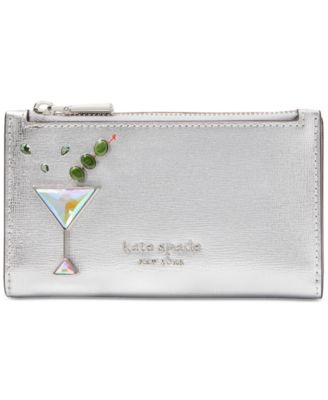 kate spade new york - Shaken Not Stirred Embellished Metallic Saffiano Small Slim Bifold Wallet