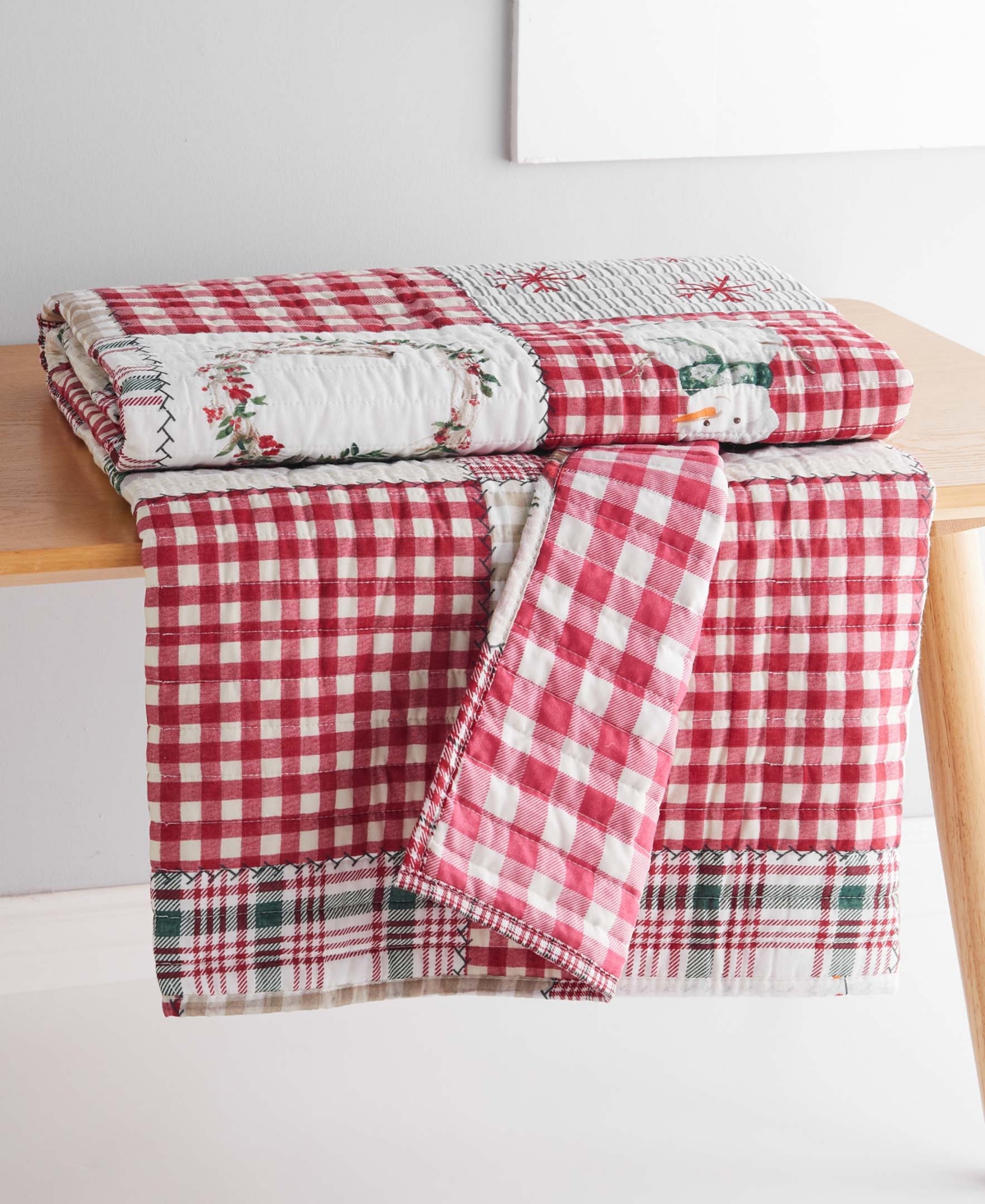 Levtex For Christmas Reversible Quilted Throw, 50" X 60" In Red
