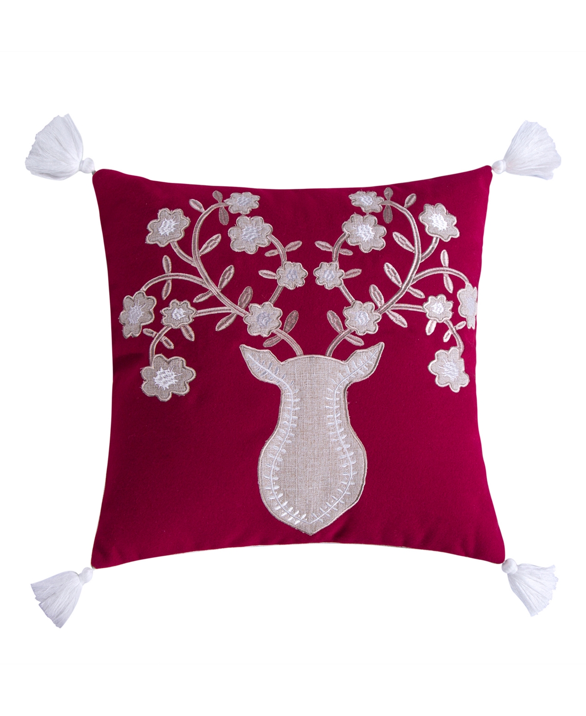 Levtex Sleigh Bells Embroidered Tassel Pillow, x