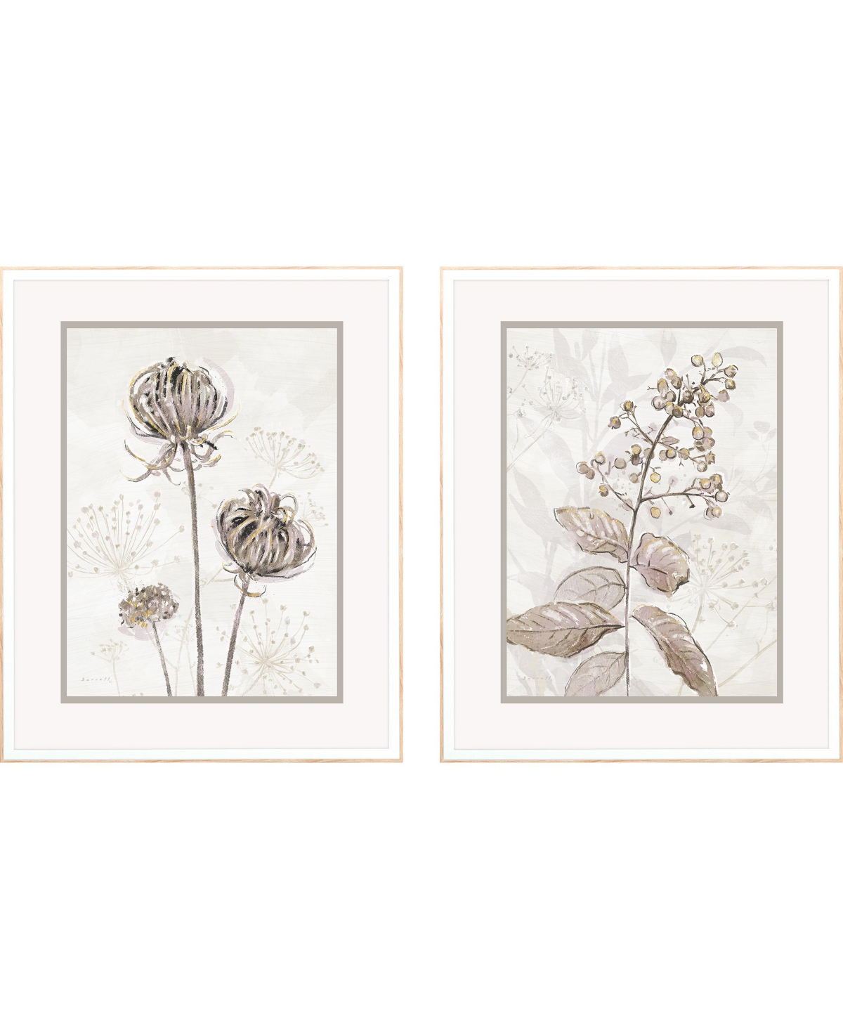 Paragon Picture Gallery Dried Florals I Framed Art, Set Of 2 In Metallic