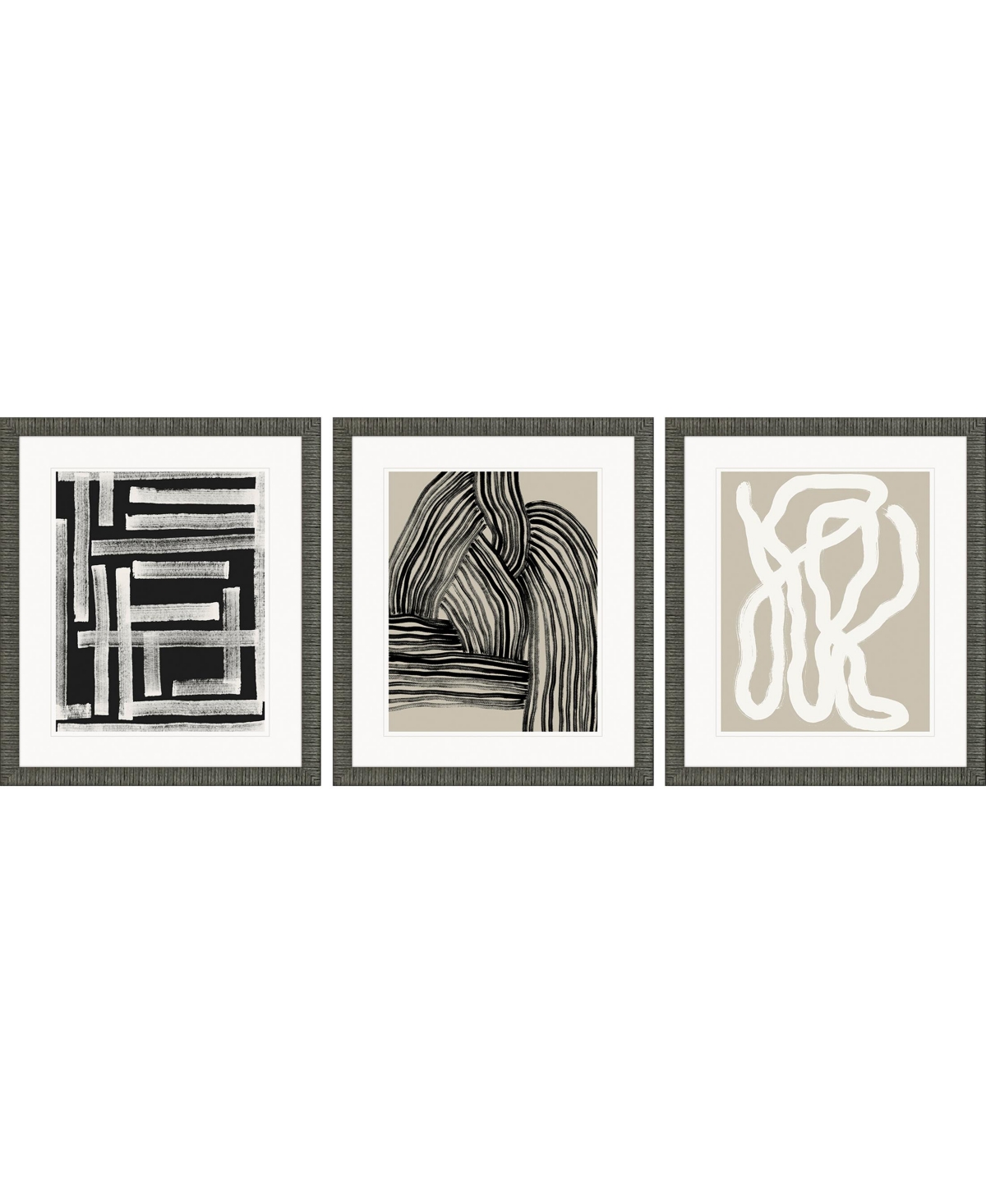 Paragon Picture Gallery Naive Lines Iii Framed Art, Set Of 3 In Black