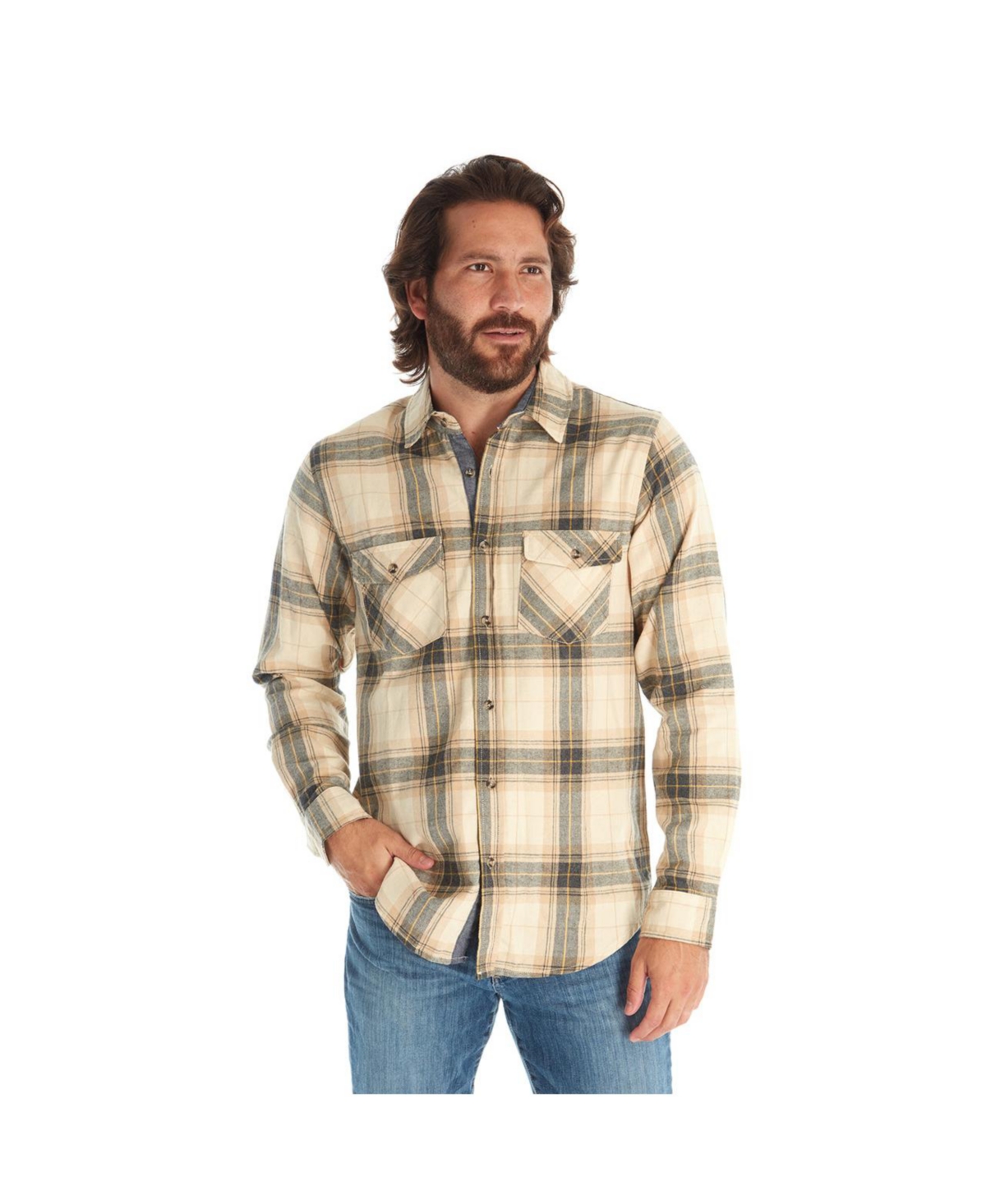 Clothing Men's Flannel Long Sleeves Shirt - Latte