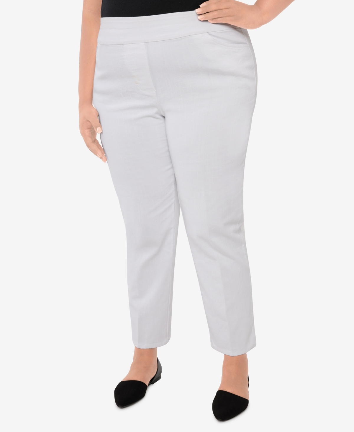 Alfred Dunner Plus Size Super Stretch Mid-rise Short Length Denim Pants In White