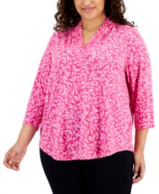 JM Collection Plus Size Garden Graphic Print Top, Created for Macy's -  ShopStyle