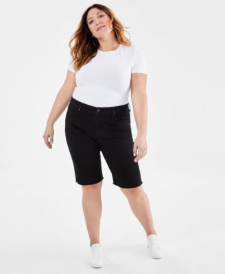 Style & Co - Plus Size Denim Raw-Edge Bermuda Shorts