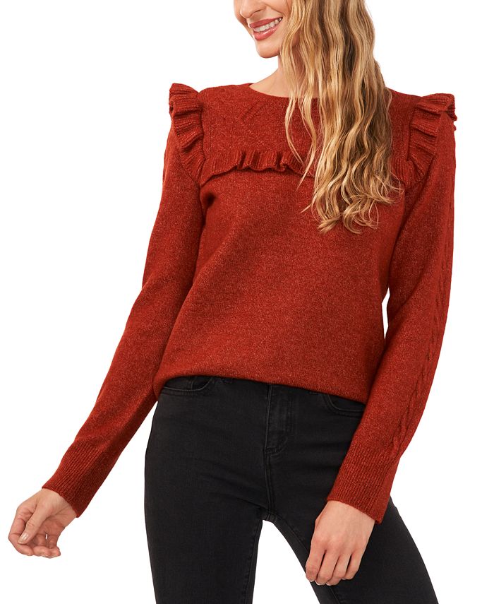 Buy Material Girl women plus ribbed trim ruffled pullover sweater