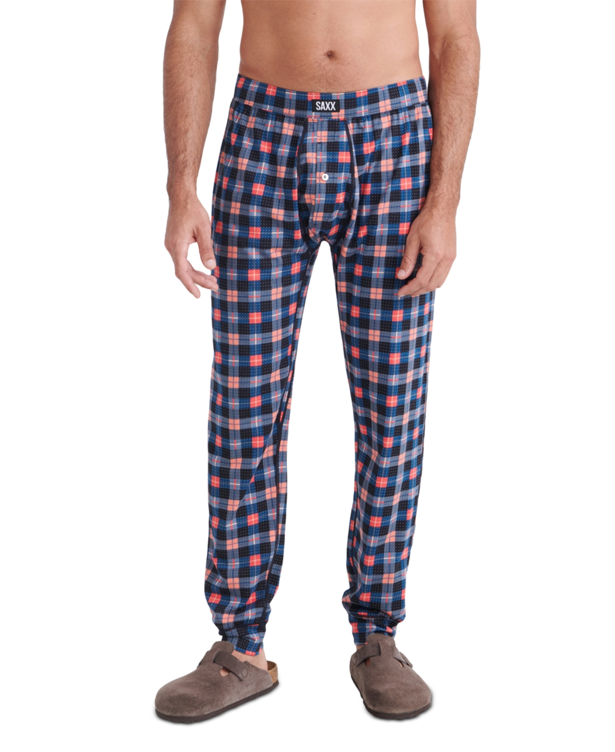 Saxx Men's Droptemp Cooling Relaxed Fit Sleep Pants In Catnap Plaid- Black