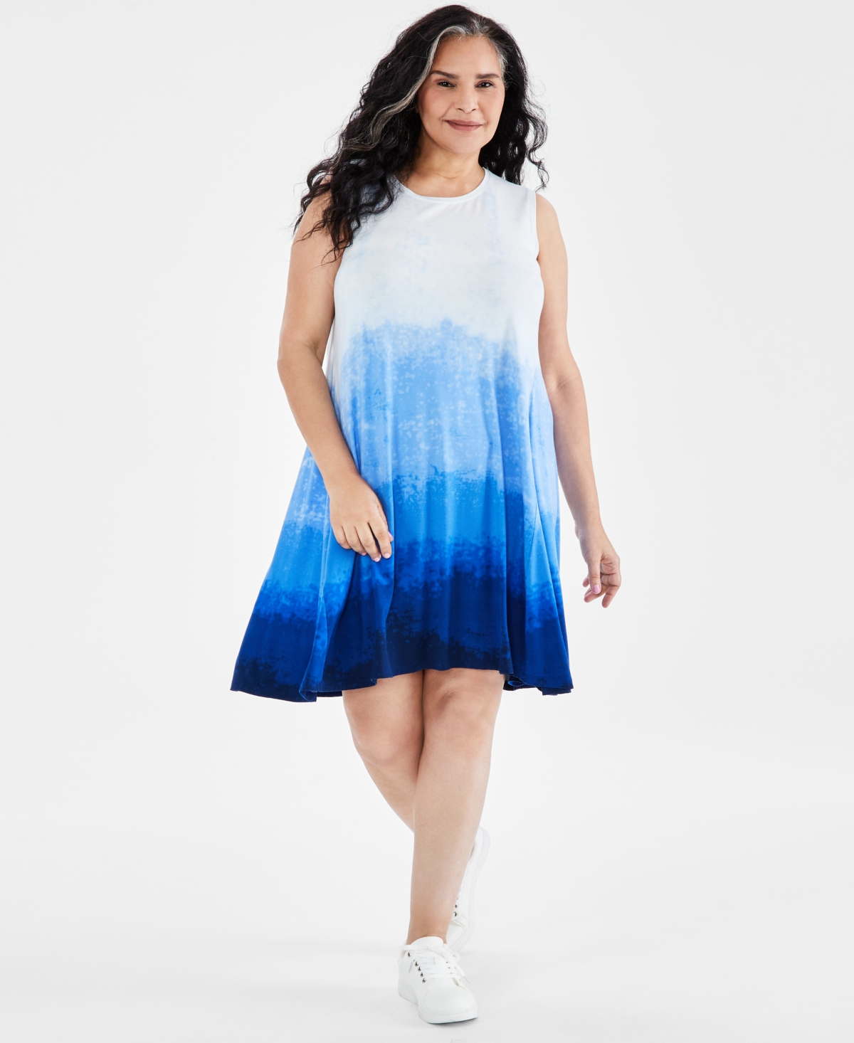 Style & Co Plus Size Ombre Sleeveless Flip Flop Dress, Created For Macy's In Ombre Sapphire