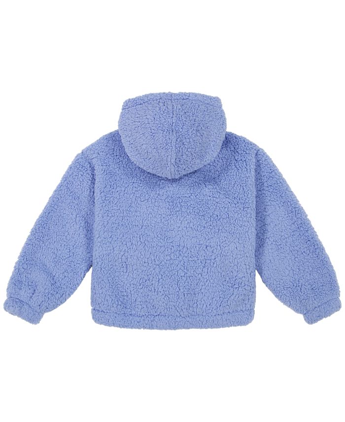 Calvin Klein Big Girls Logo Zip Sherpa Hooded Jacket - Macy's