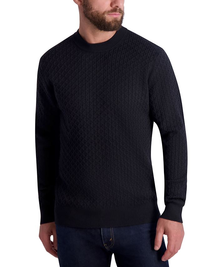 KARL LAGERFELD PARIS Men's Loose Fit Textured Crewneck Sweater, Created ...