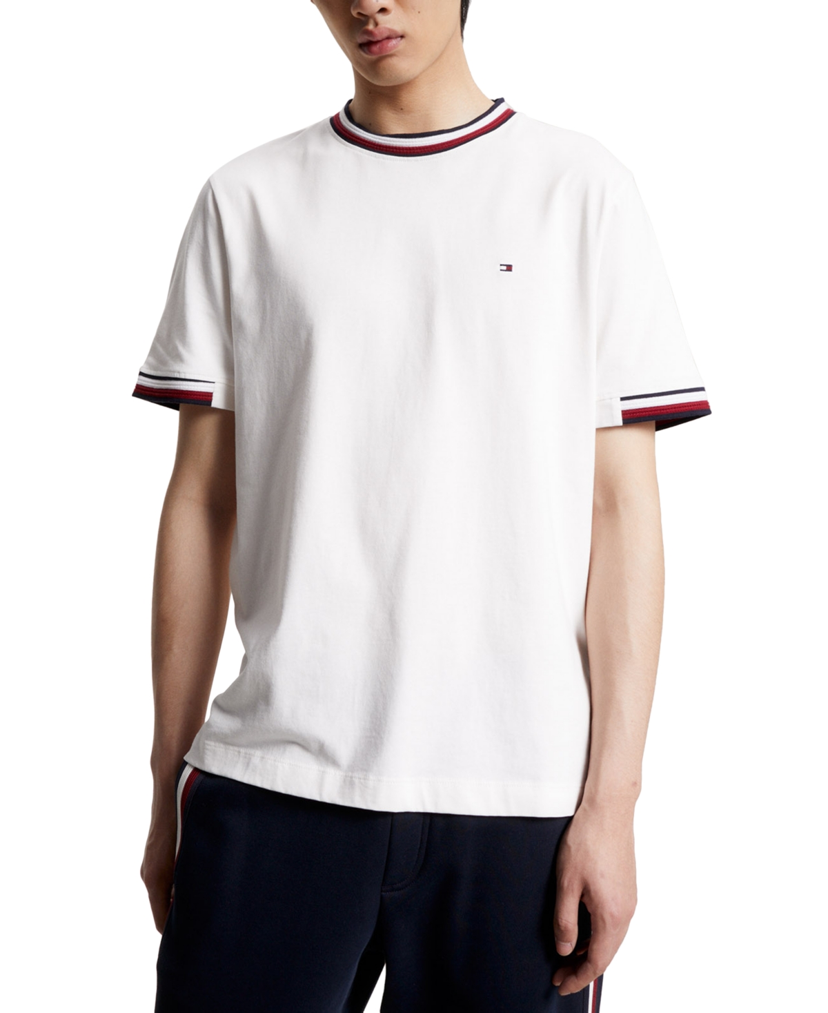 Tommy Hilfiger Men\'s Bold Global Stripe Tipped T-Shirt | Smart Closet