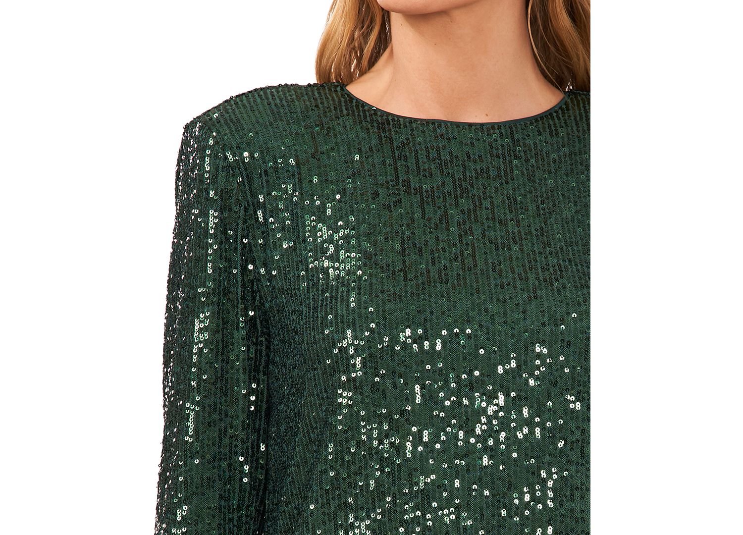 Women's Long Sleeve Crew Neck Sequin Blouse