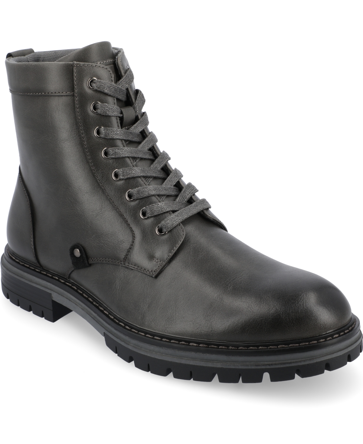 Shop Vance Co. Men's Denver Tru Comfort Foam Plain Toe Lace-up Ankle Boots In Charcoal