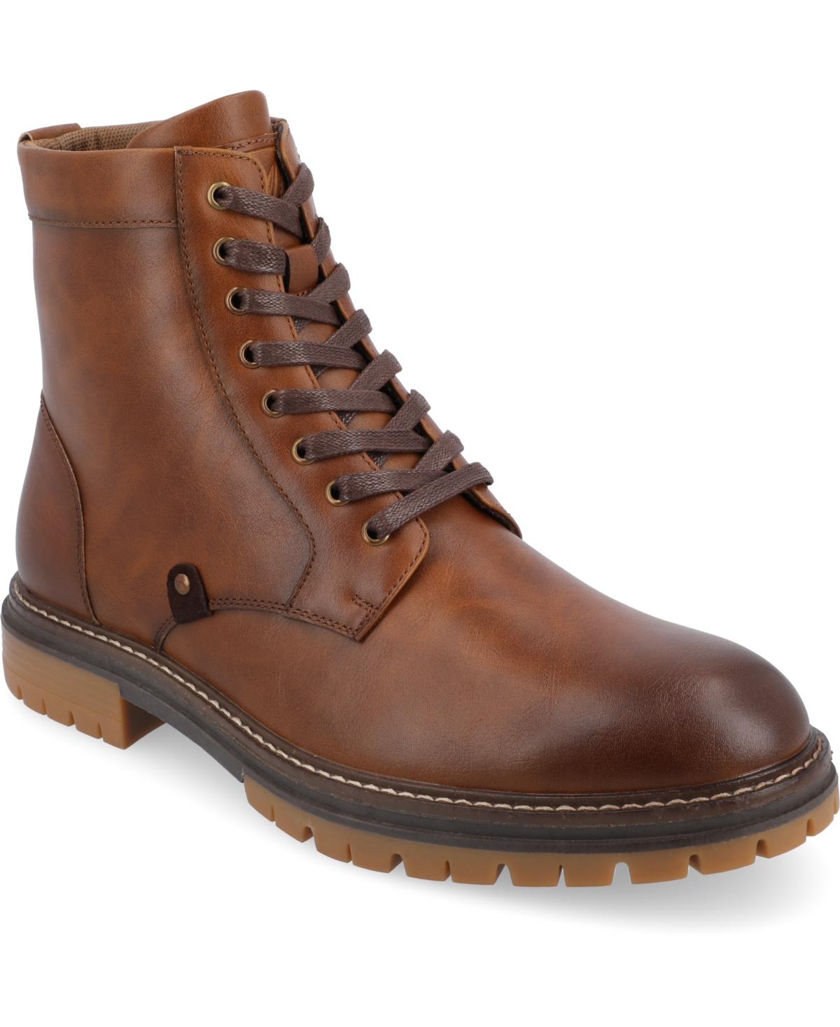Shop Vance Co. Men's Denver Tru Comfort Foam Plain Toe Lace-up Ankle Boots In Brown