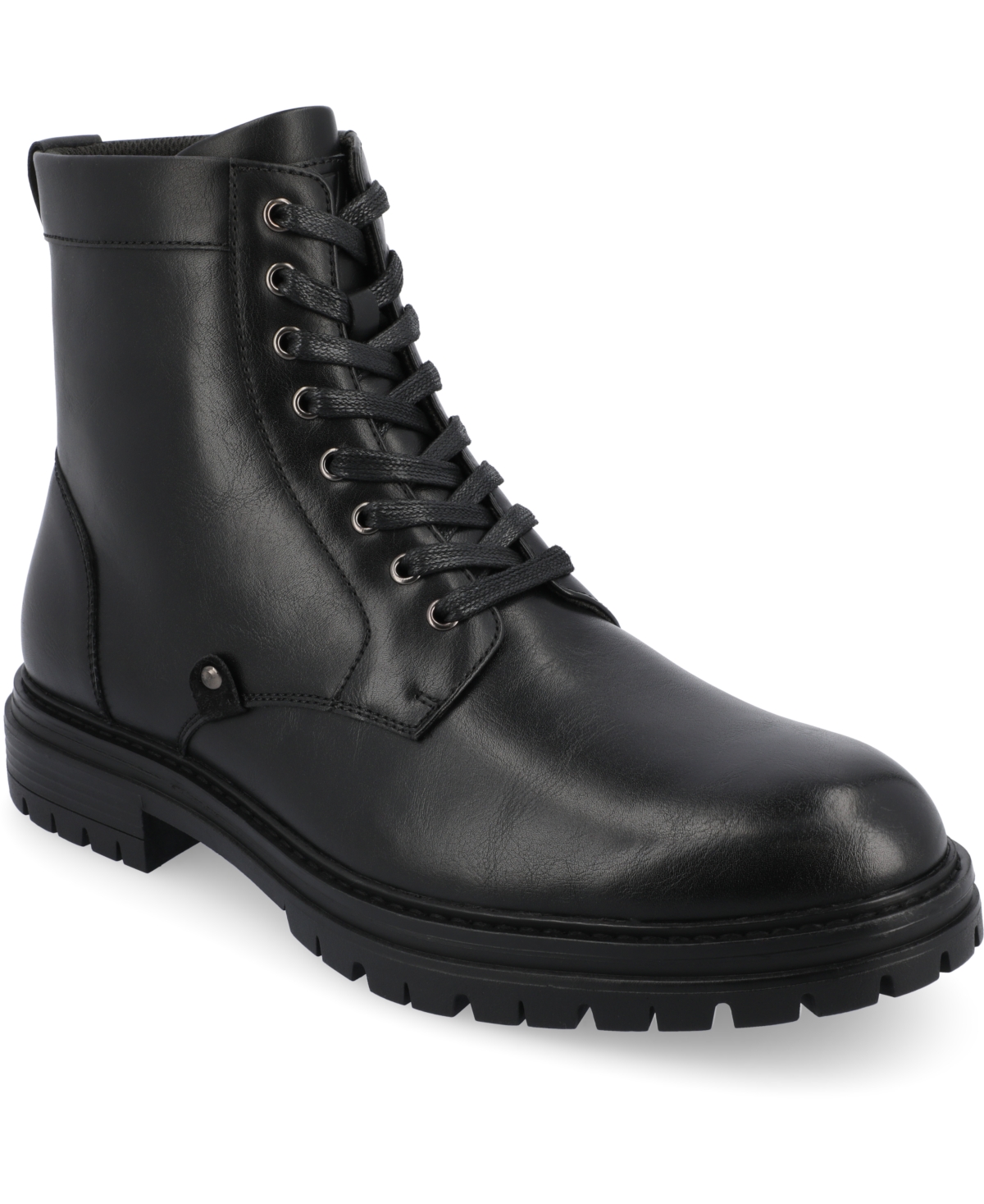 Shop Vance Co. Men's Denver Tru Comfort Foam Plain Toe Lace-up Ankle Boots In Black