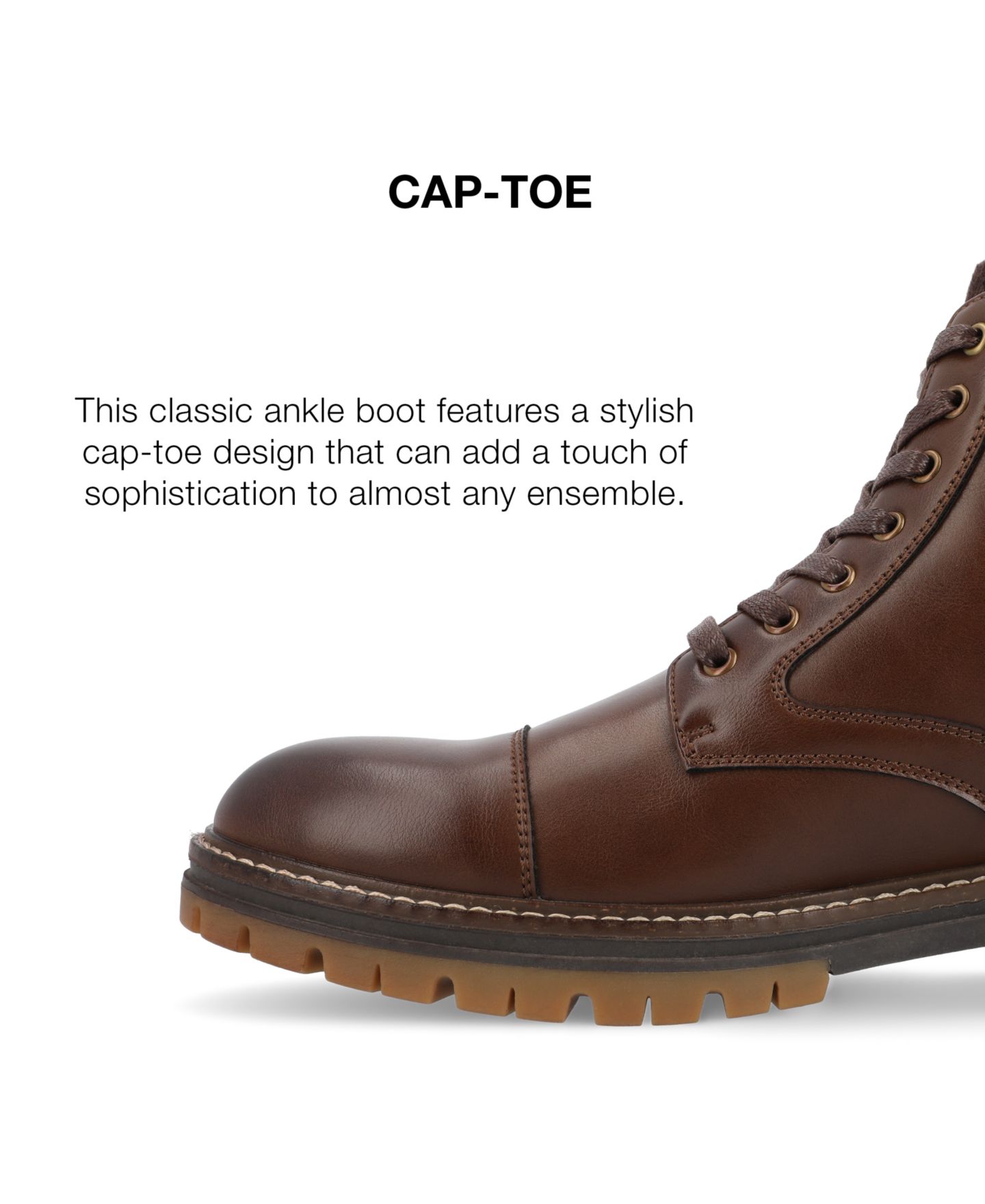 Мужские ботинки Vance Co. Fegan Tru Comfort Foam Cap Toe Lace-Up Ankle, цвет: Коричневый — фото 7
