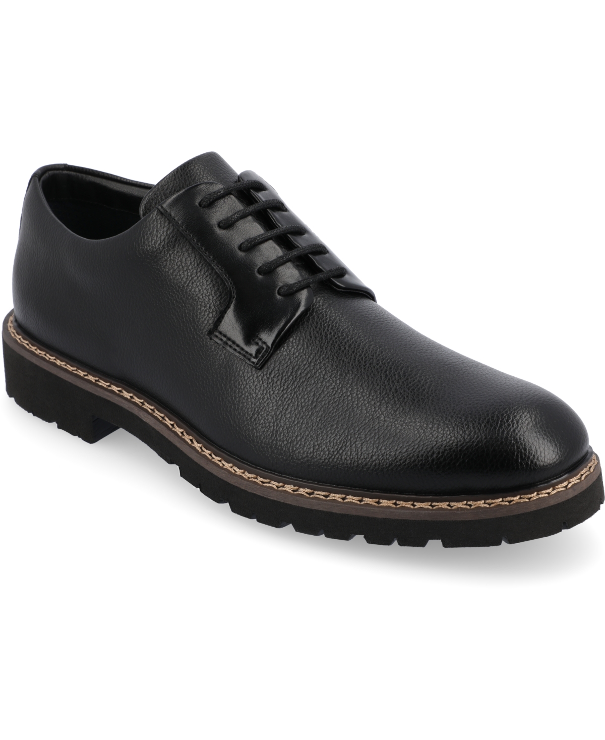 Shop Vance Co. Men's Martin True Comfort Foam Plain Toe Lace-up Derby Shoes In Black
