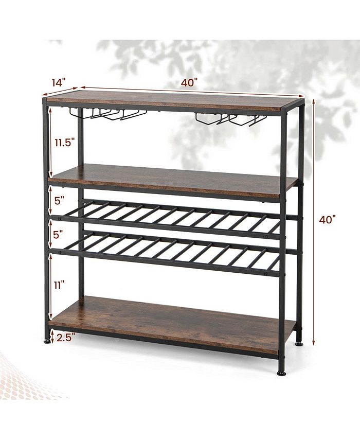 Costway Rustic 5tier Wine Rack Table 22 Bottle Wine