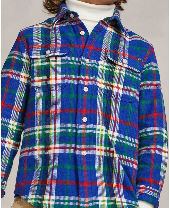 Polo Ralph Lauren Toddler and Little Boys Plaid Flannel Workshirt - Macy's