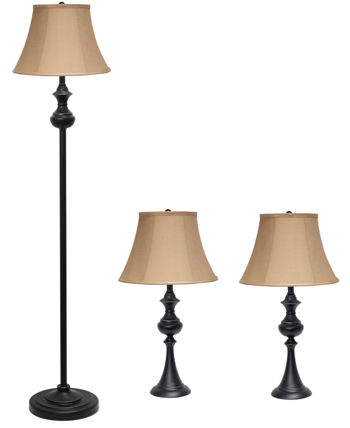 All The Rages Lalia Home Homely Valletta 3 Piece Metal Lamp Set In Restoration Bronze